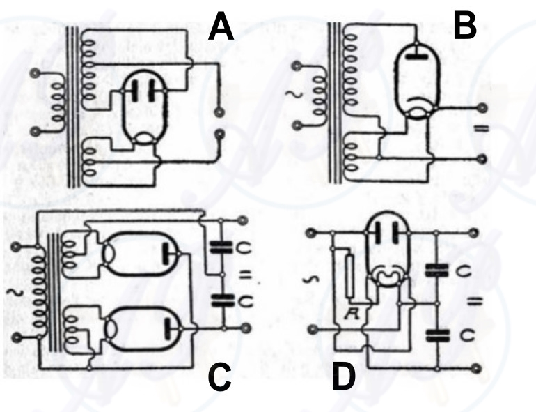 Fig. 9 – Quattro circuiti raddrizzatori:
